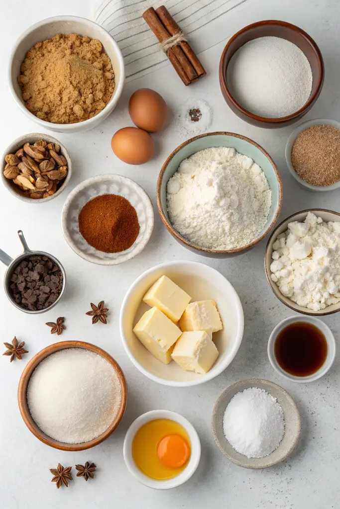 ingredients for Spiced Gingerbread Cupcakes with Molasses Frosting