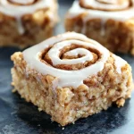 slice from Easy & Healthy Cinnamon Roll Oatmeal Bakes