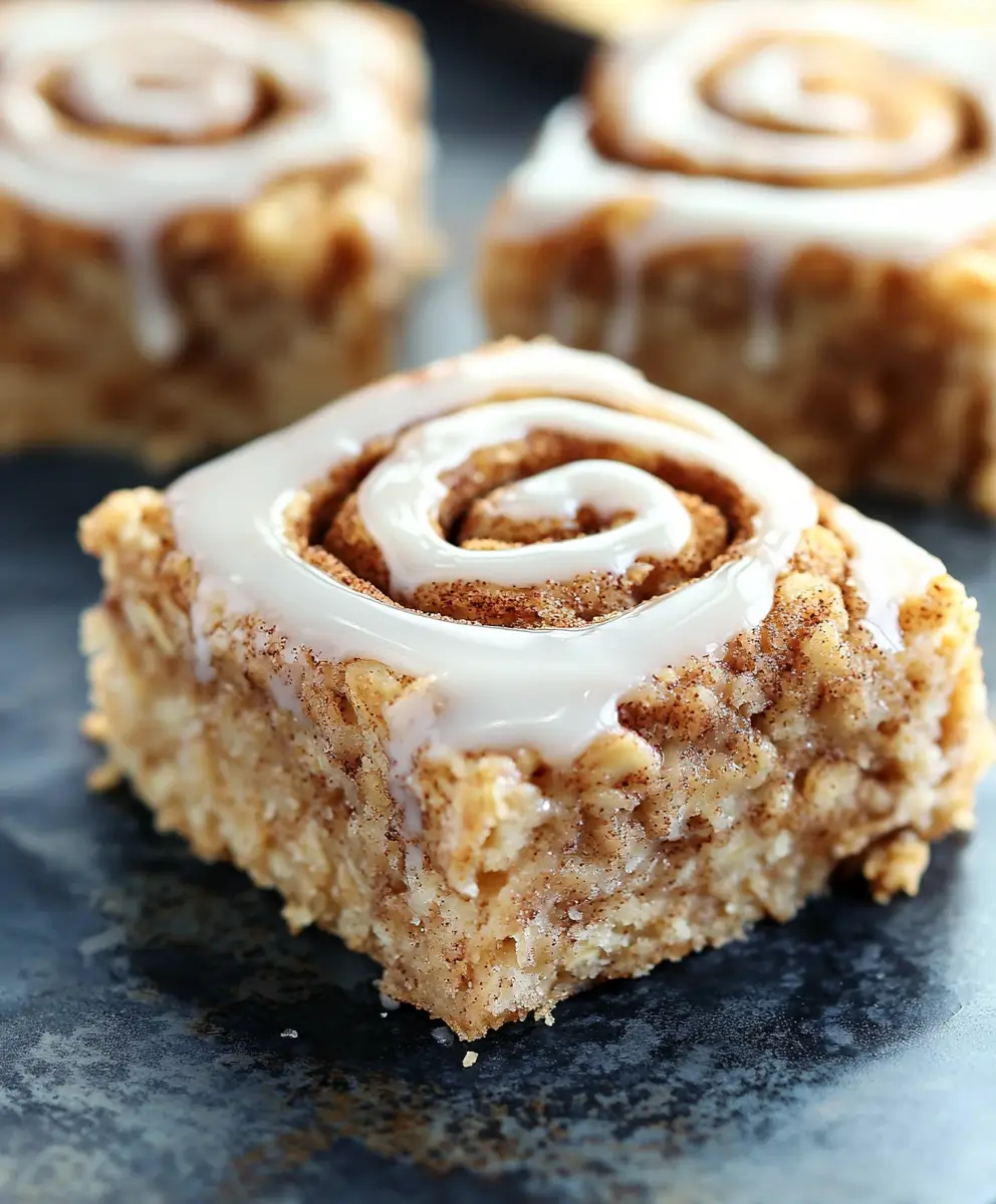 slice from Easy & Healthy Cinnamon Roll Oatmeal Bakes