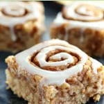 Slice from Healthy Cinnamon Roll Oatmeal Bake