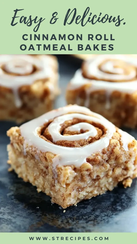 Slice from Healthy Cinnamon Roll Oatmeal Bake