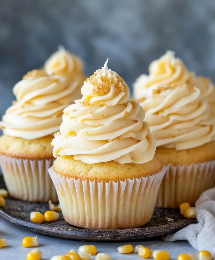 Fresh Corn Cupcakes with Brown Butter Honey Frosting