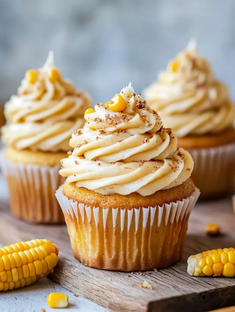 Fresh Corn Cupcakes with Brown Butter Honey Frosting