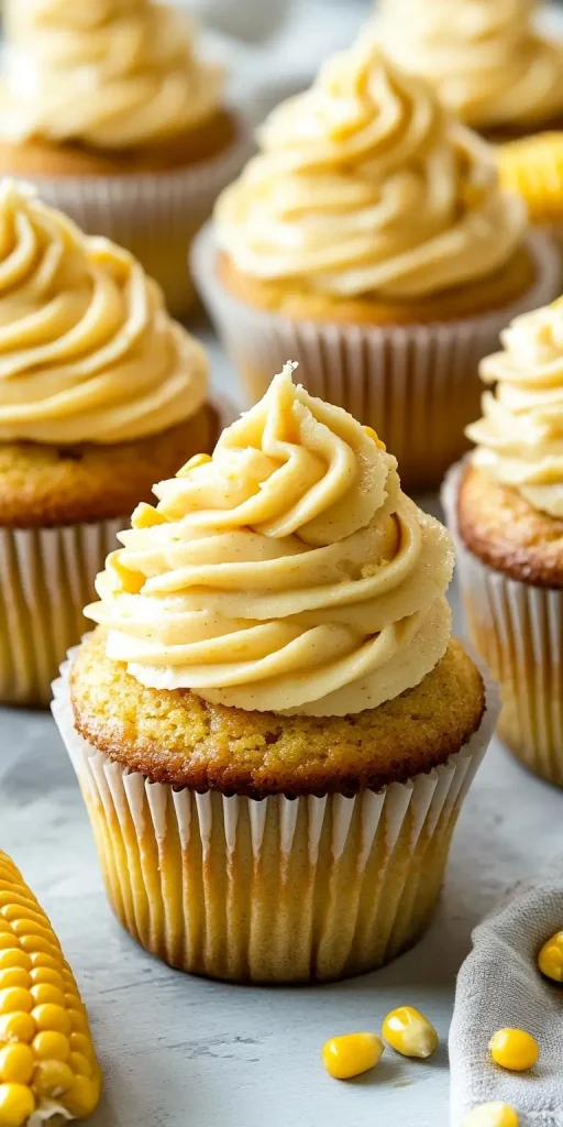 Fresh Corn Cupcakes with Brown Butter Honey Frosting