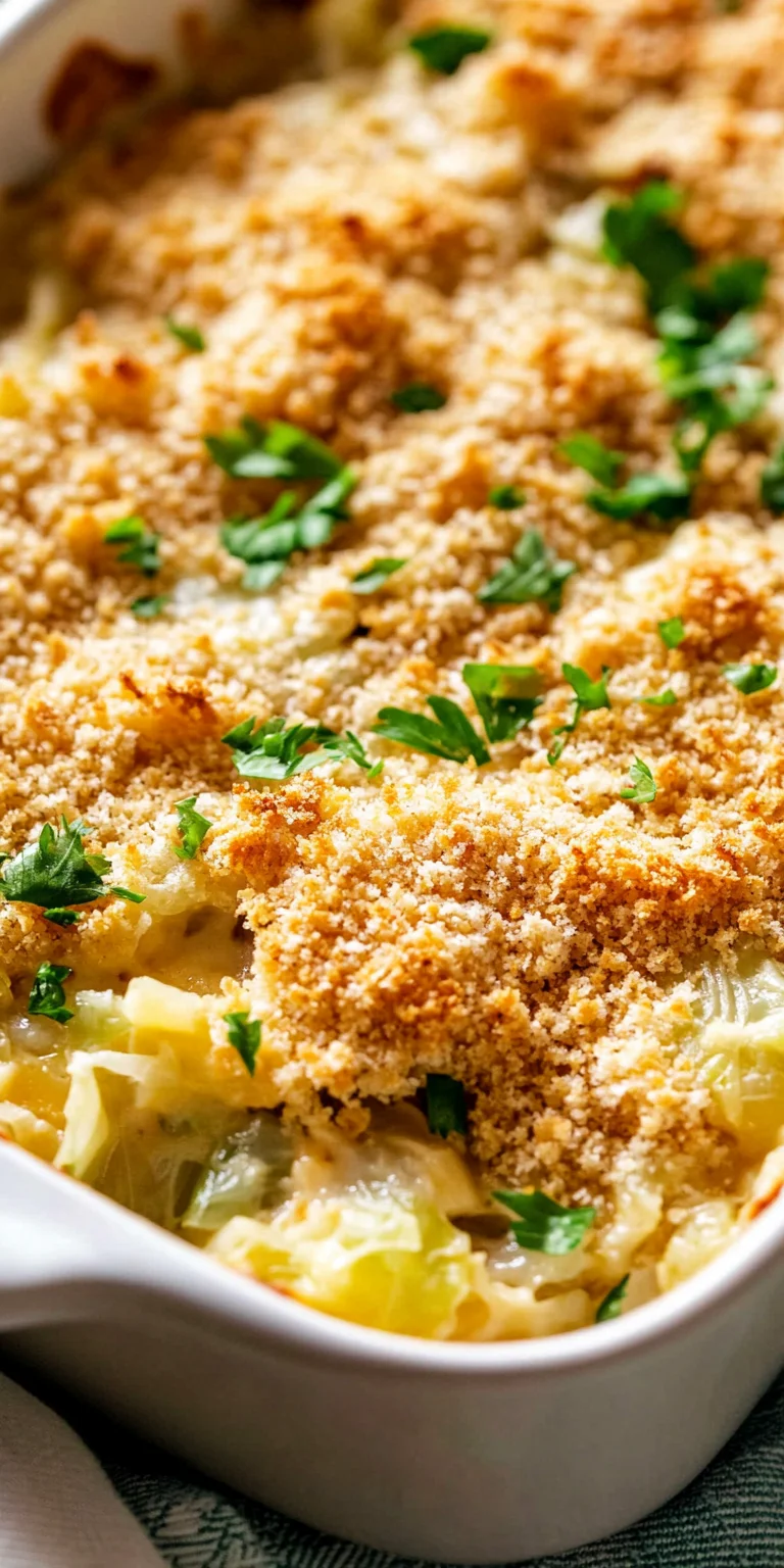 Close-up of a delicious cabbage casserole dish.