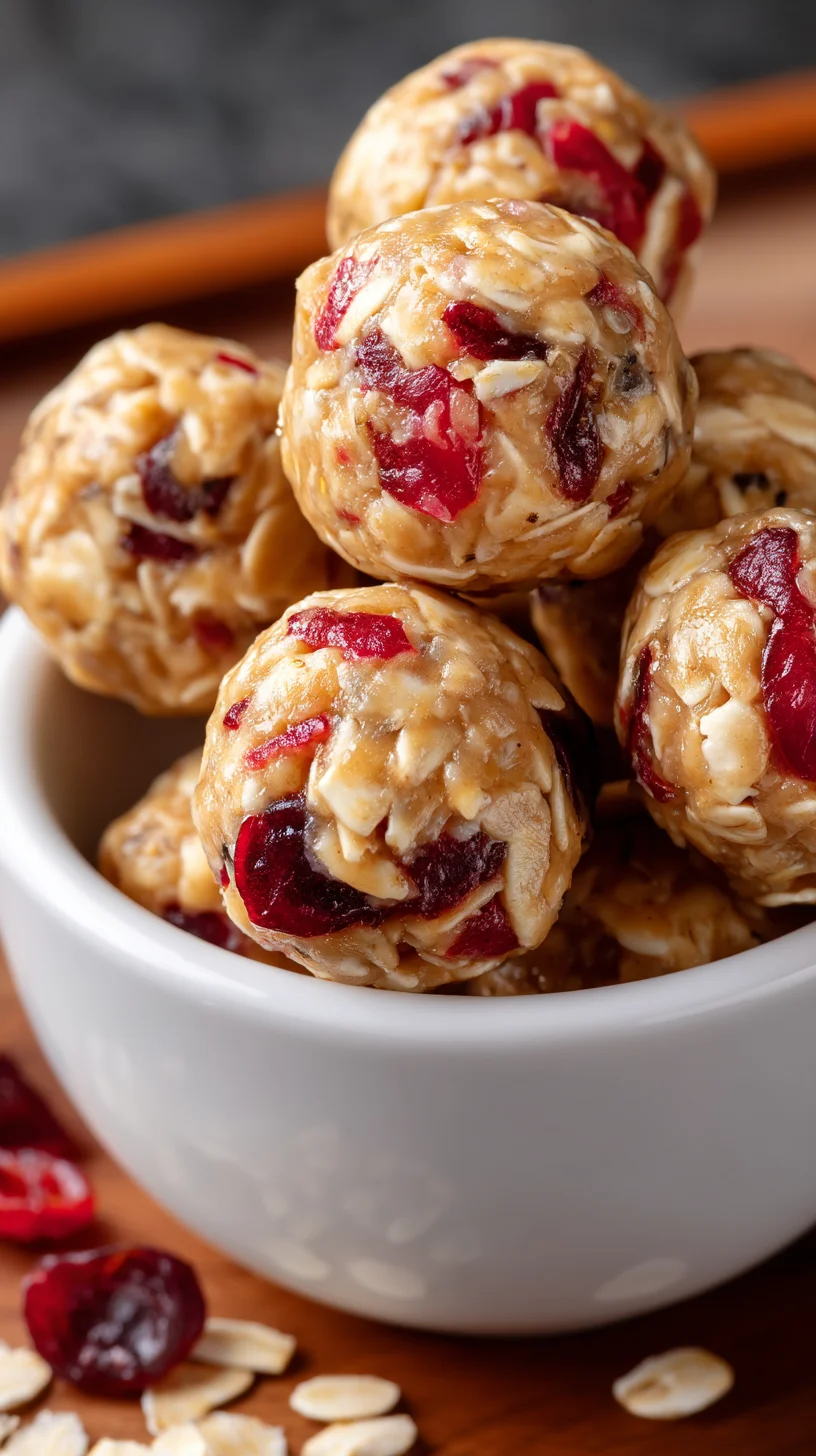 No-bake cranberry oatmeal bites on a plate. No-bake cranberry oatmeal bites on a plate.