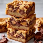 Peanut Butter Cup Stuffed Blondies