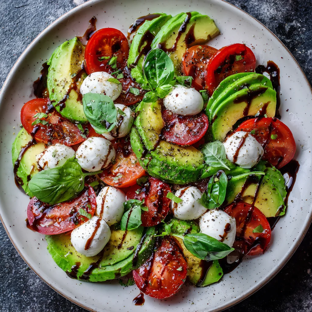 Creamy avocado Caprese salad. Creamy avocado Caprese salad.