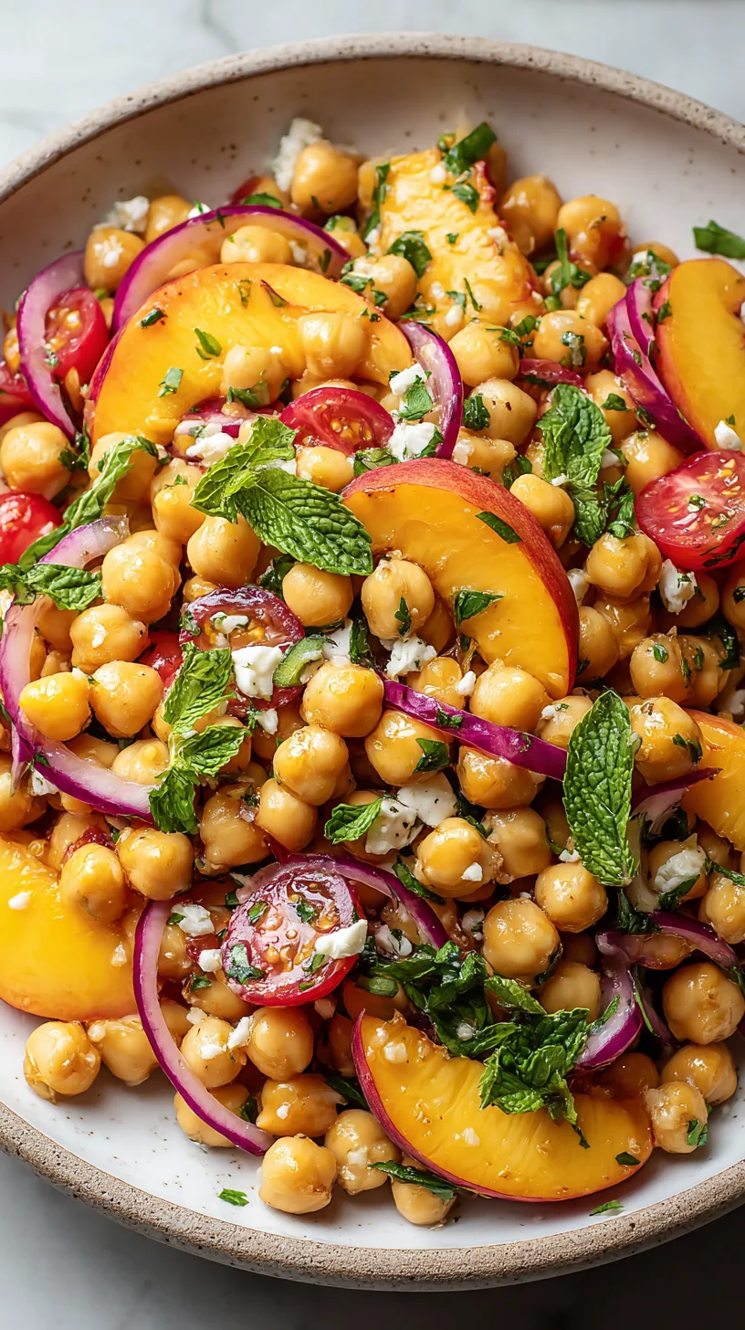 Chickpea and peach salad with honey-lime dressing.