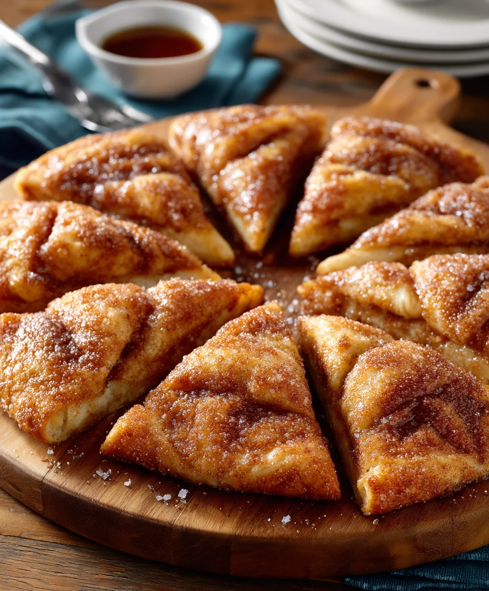 Cinnamon-sugar pizza made with crescent roll dough.