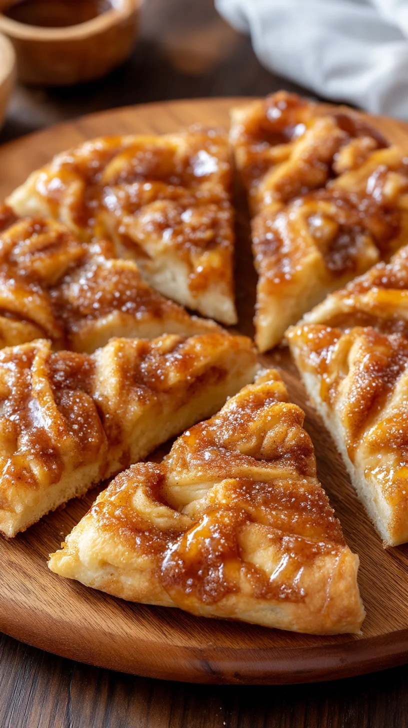 Sweet crescent roll pizza with cinnamon and sugar. Sweet crescent roll pizza with cinnamon and sugar.
