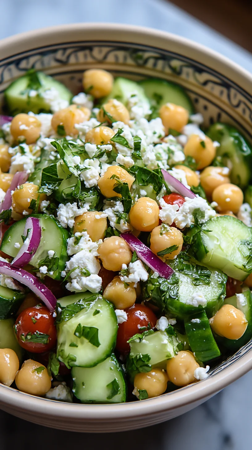 Cucumber chickpea Greek salad.