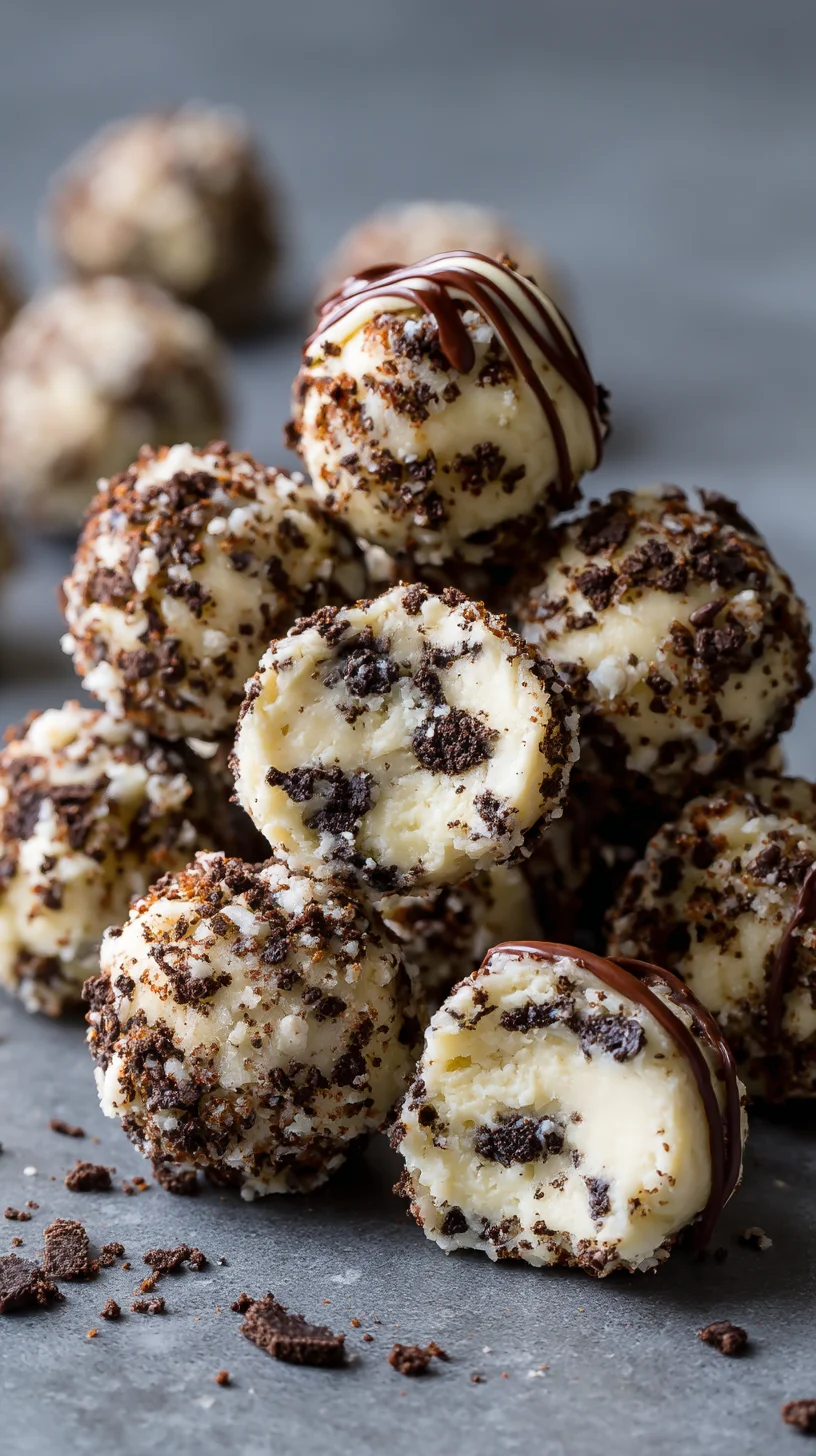 Homemade Oreo protein balls ready to eat.