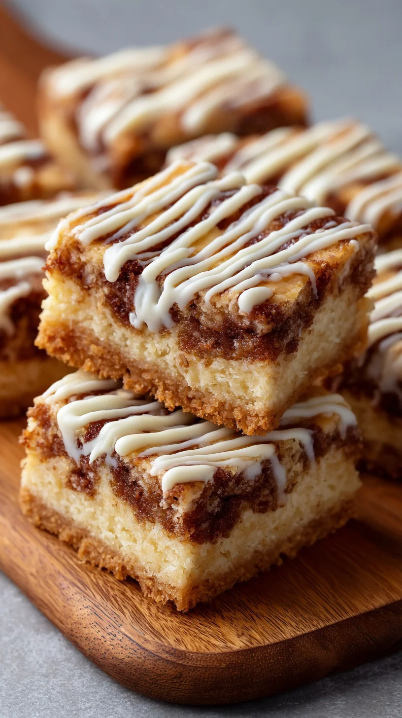Overhead view of freshly baked cinnamon roll bars.
