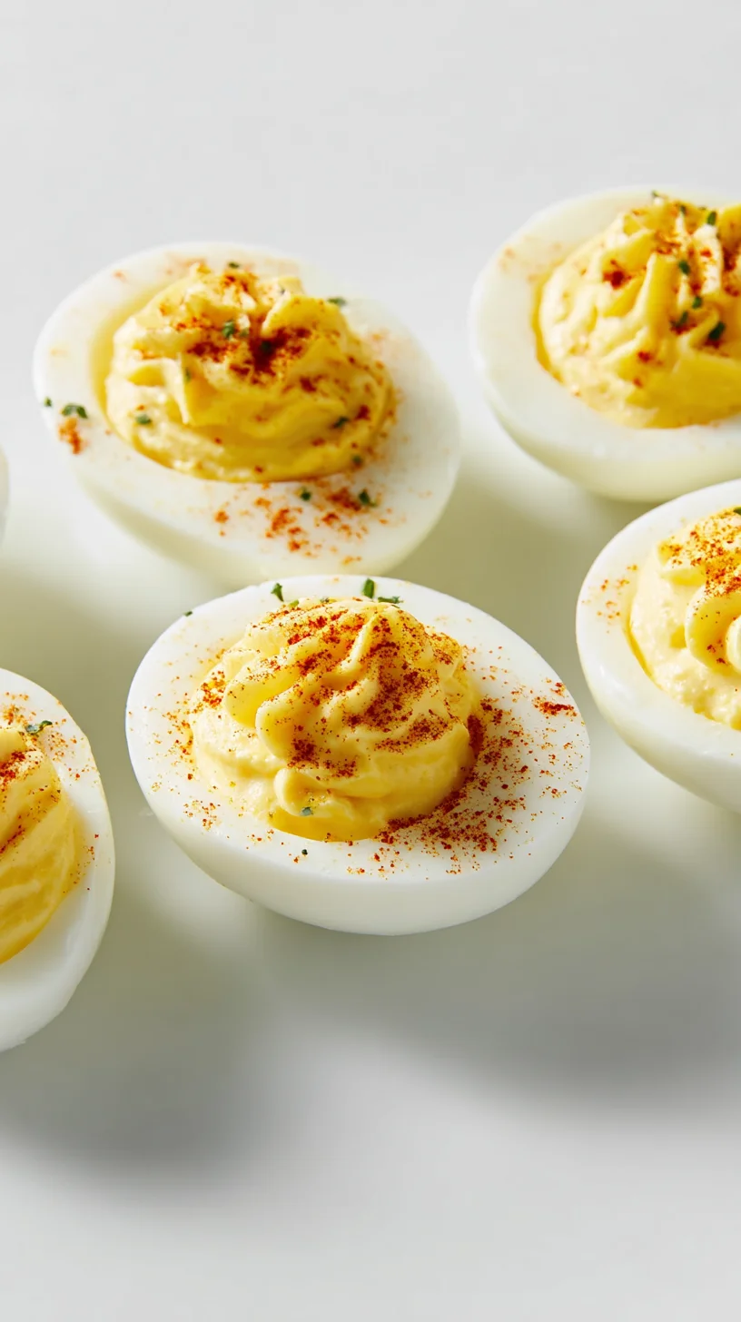 Classic deviled eggs, creamy filling.