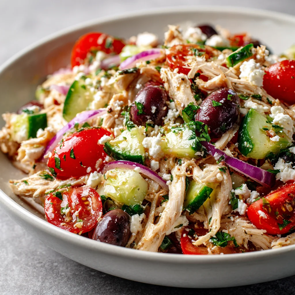 Creamy chicken salad with Mediterranean flavors. Creamy chicken salad with Mediterranean flavors.