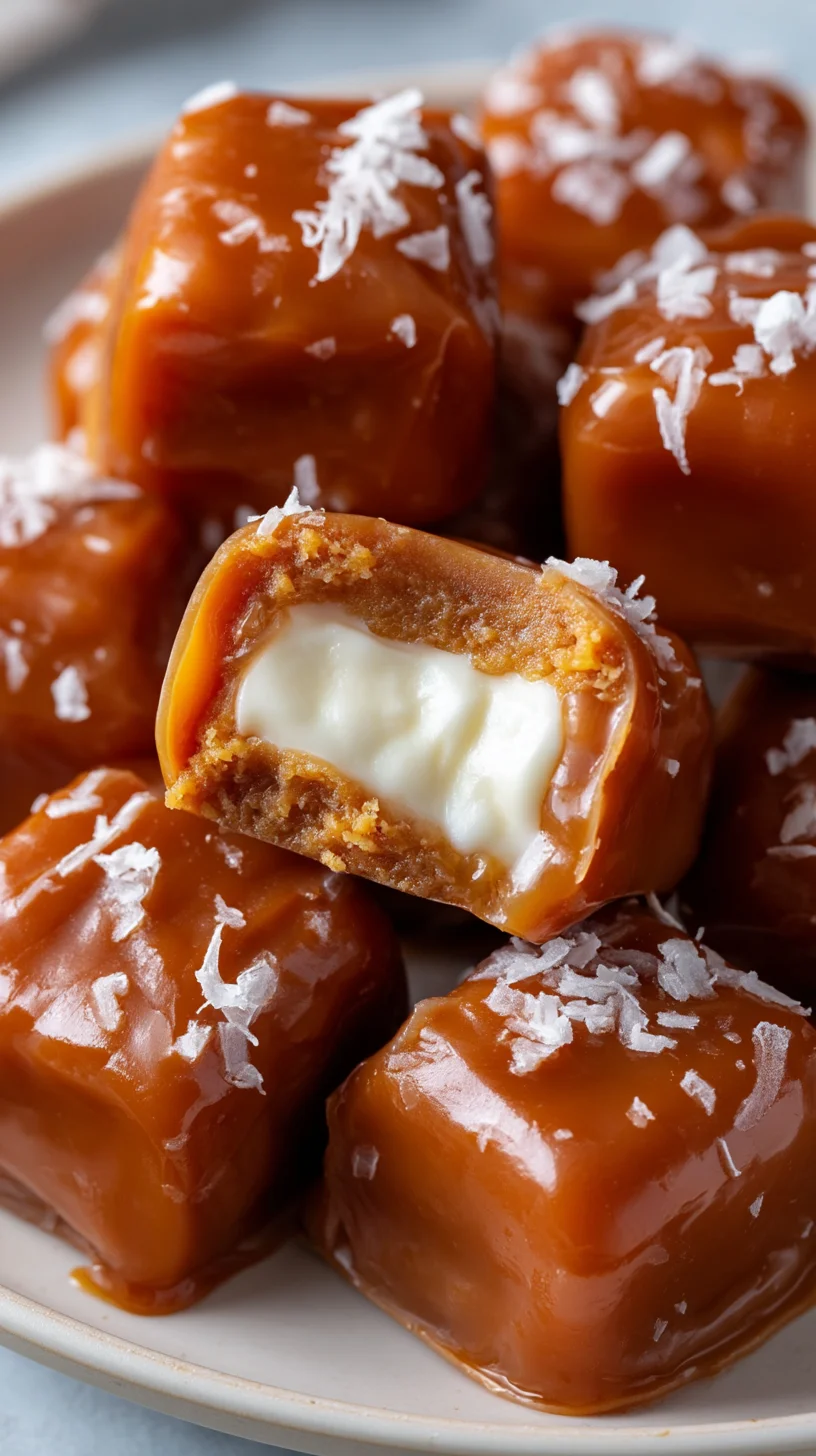 Vanilla cream caramels, tempting close-up.