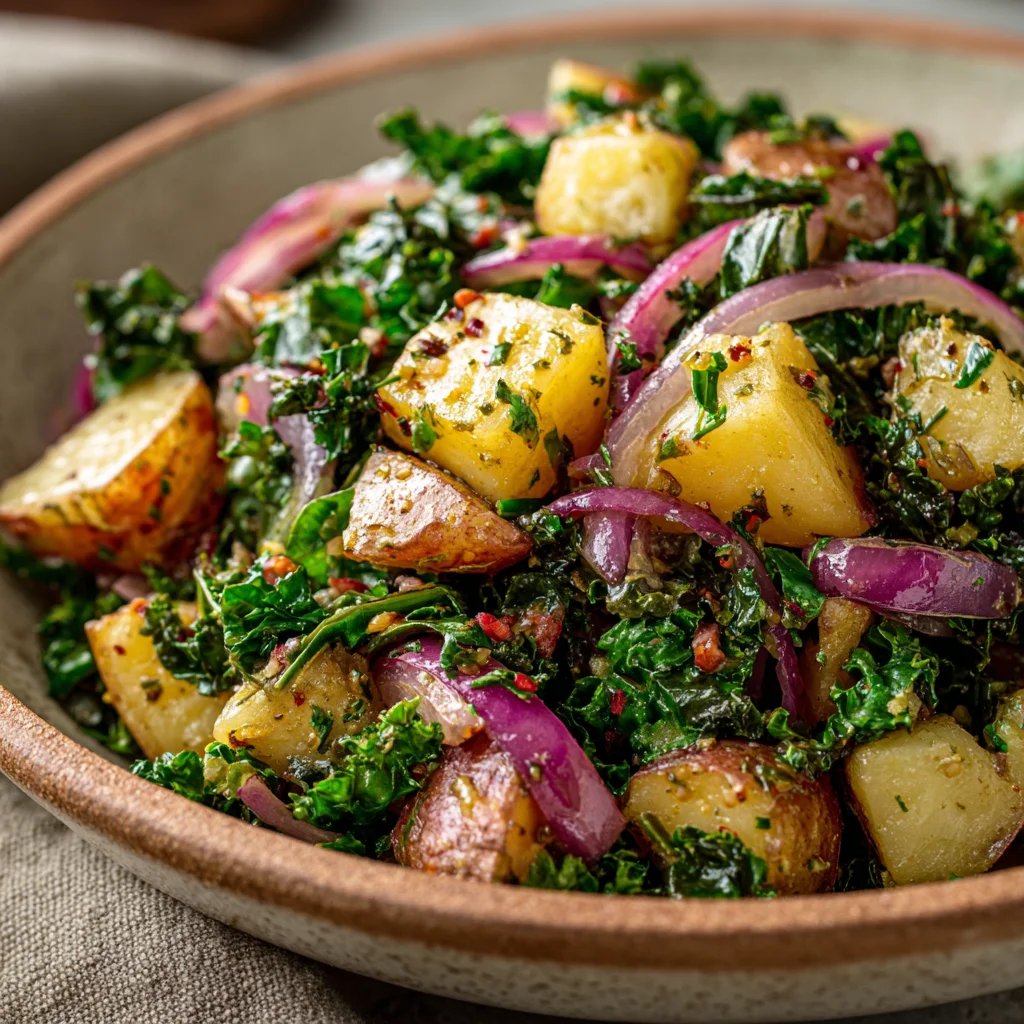 Rustic potato salad with vibrant greens. Rustic potato salad with vibrant greens.