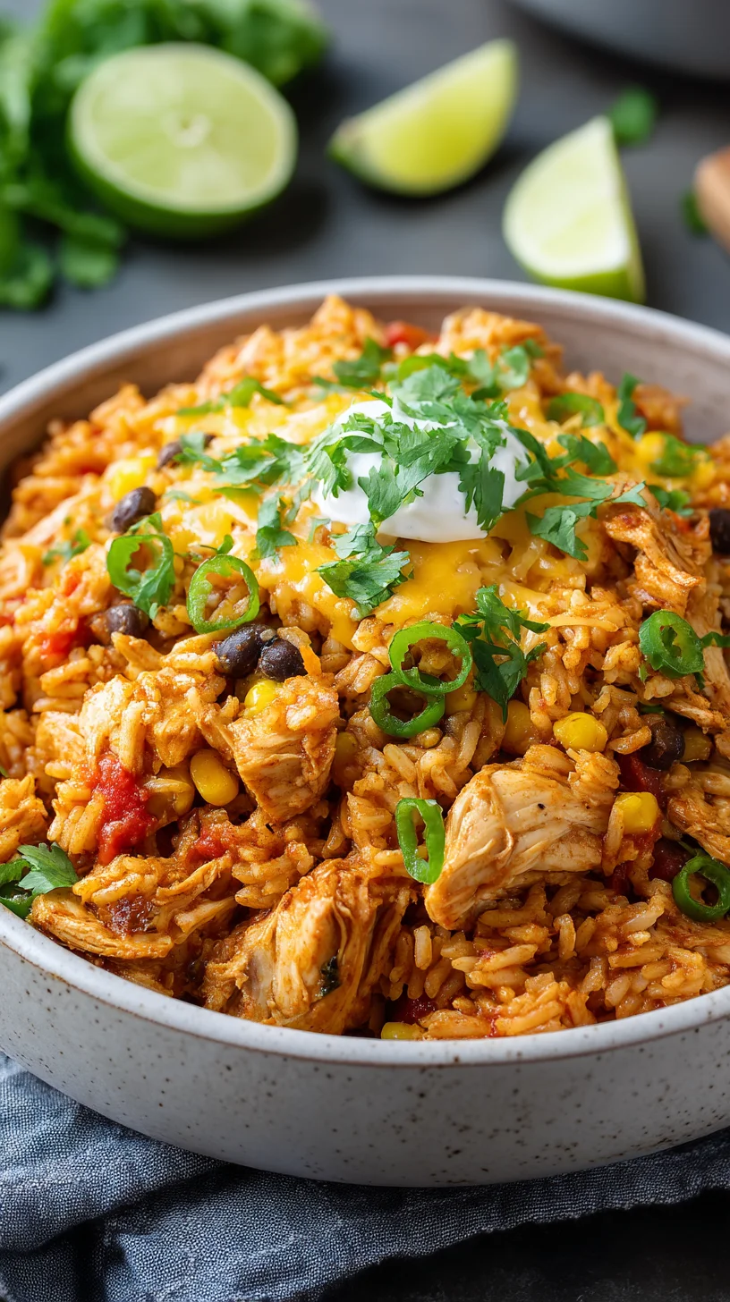Slow cooker taco chicken and rice dish.