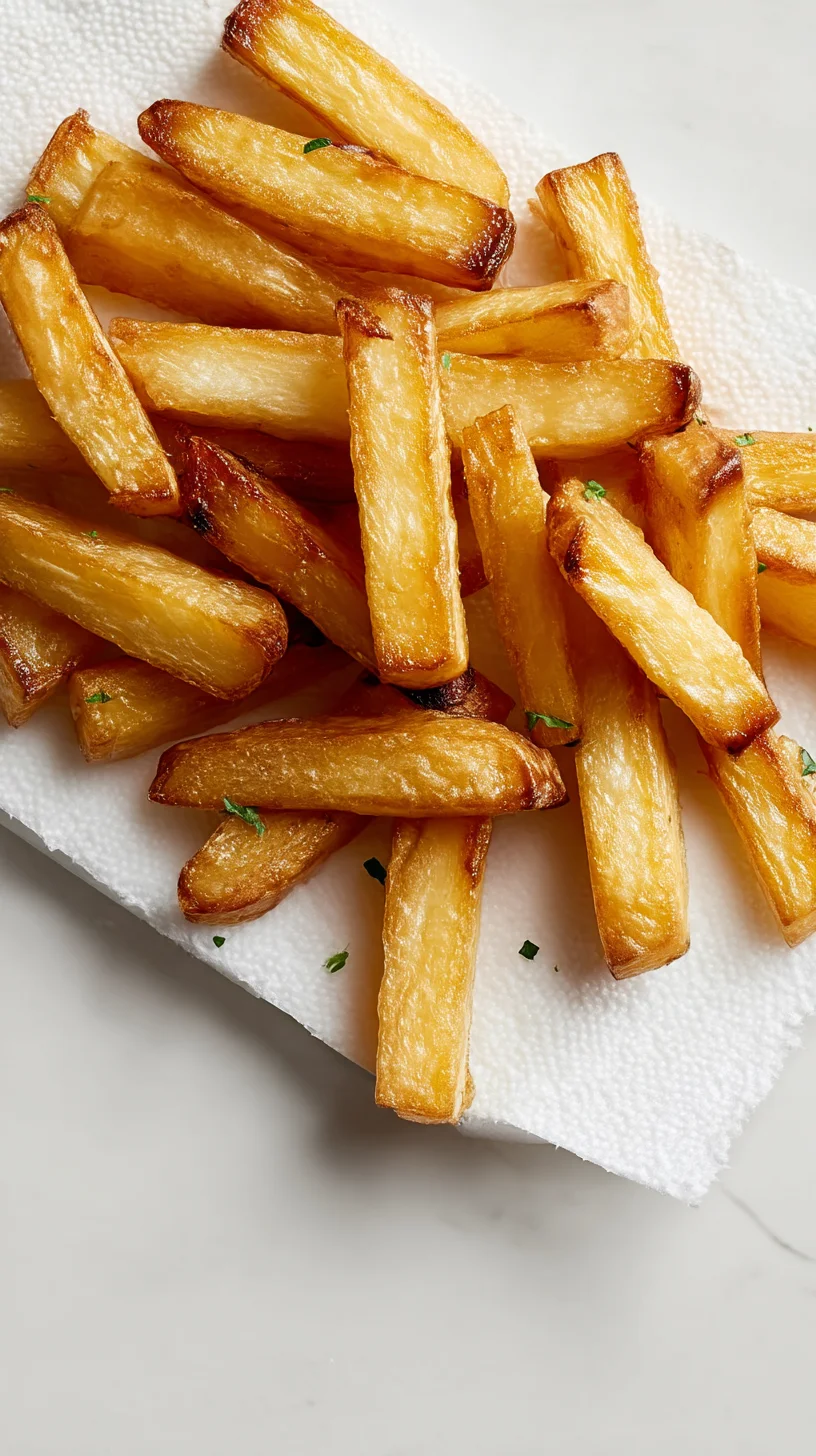 Crispy, layered potato pave fries.