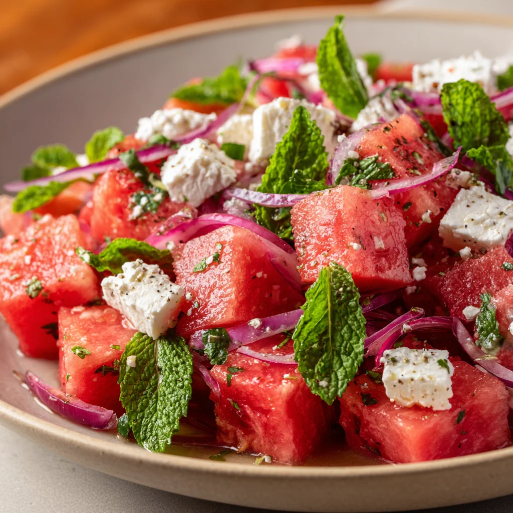 Sweet and savory watermelon feta salad. Sweet and savory watermelon feta salad.