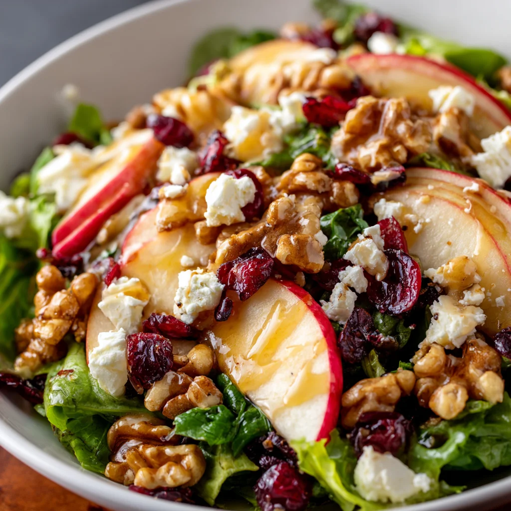Festive autumn salad with fruit and nuts. Festive autumn salad with fruit and nuts.