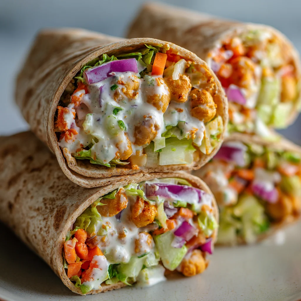 Buffalo Chickpea Salad Wraps
