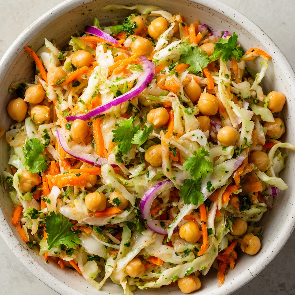 Cabbage Chickpea Salad with Carrot and Lime