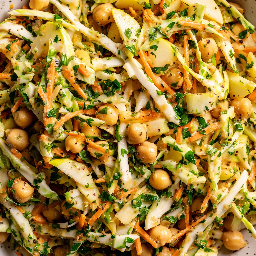 Chickpea apple slaw with honey mustard dressing.