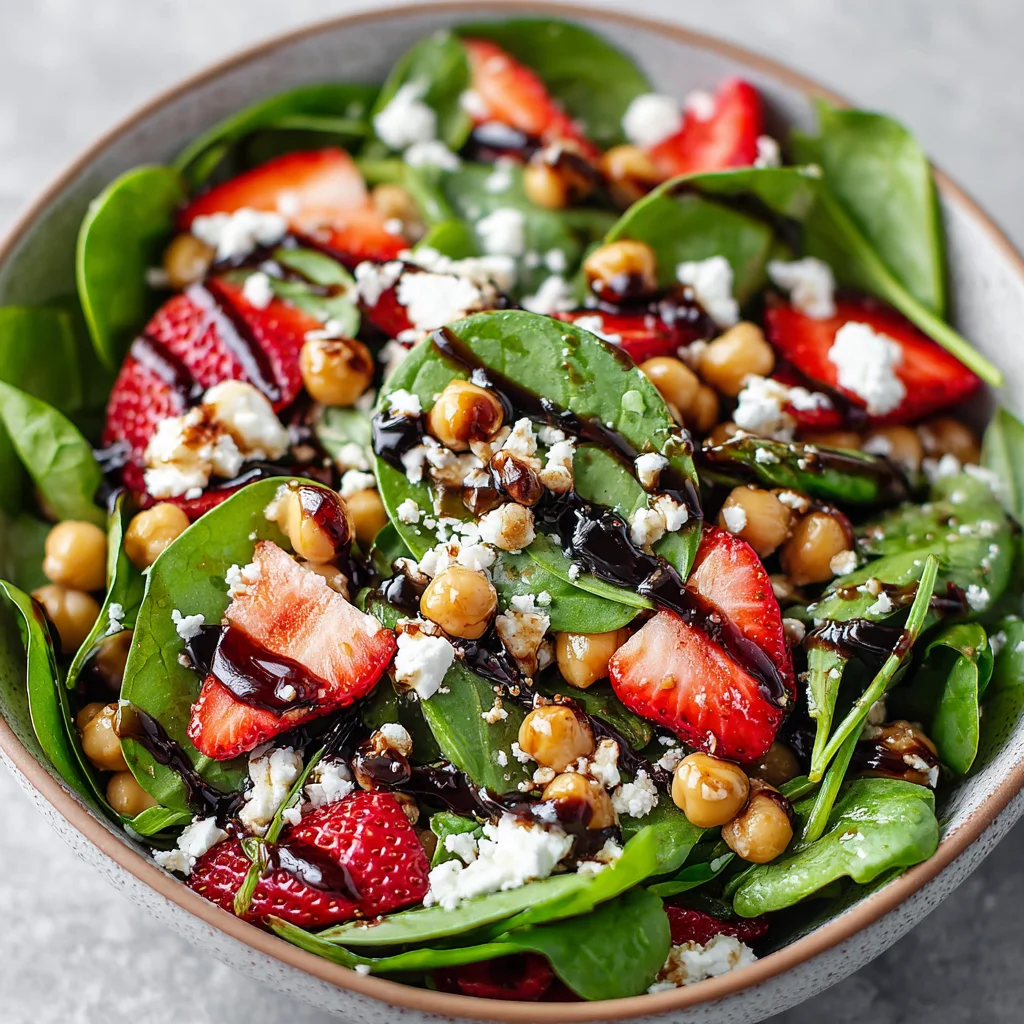 Chickpea, strawberry, and spinach salad.