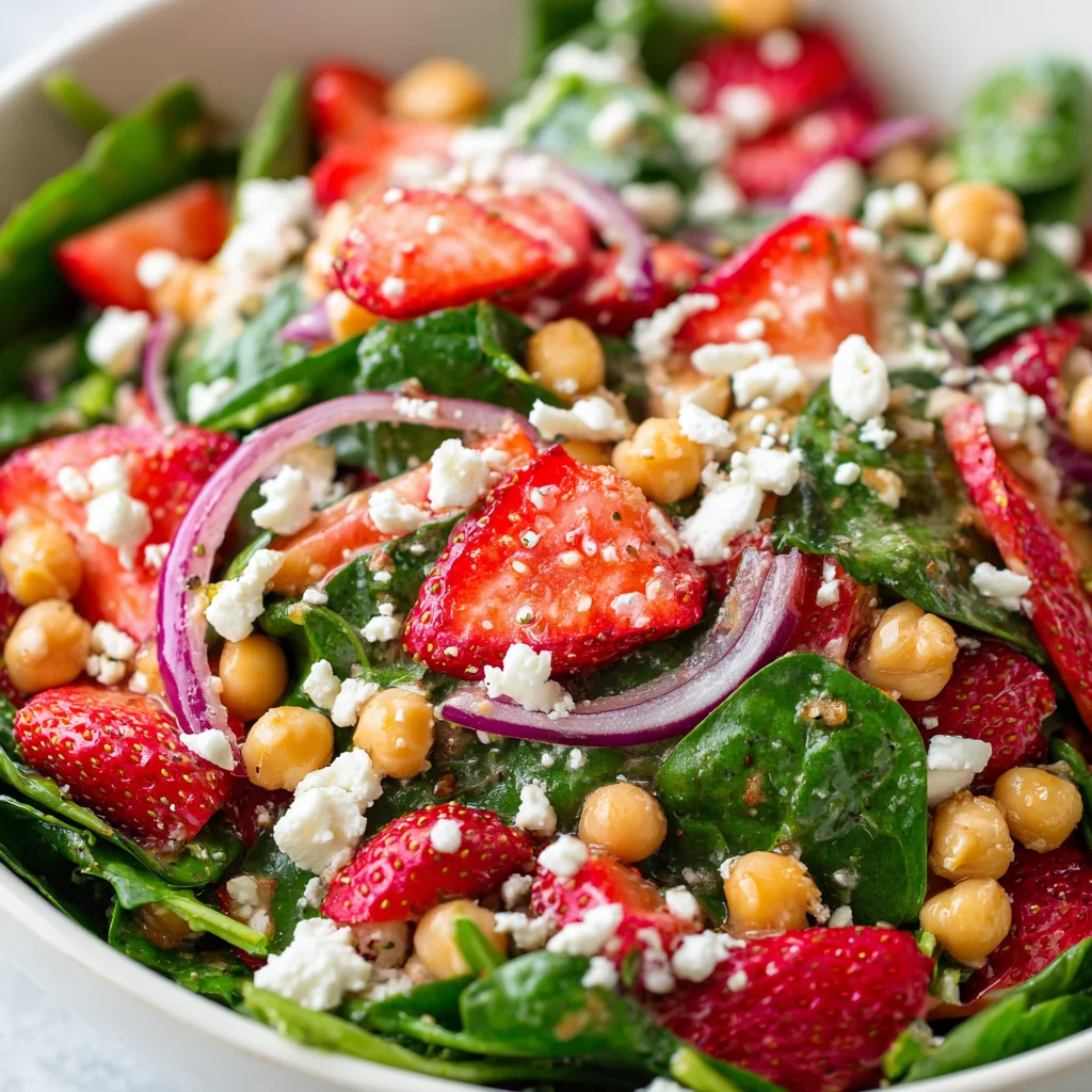 Chickpea Strawberry Spinach Salad