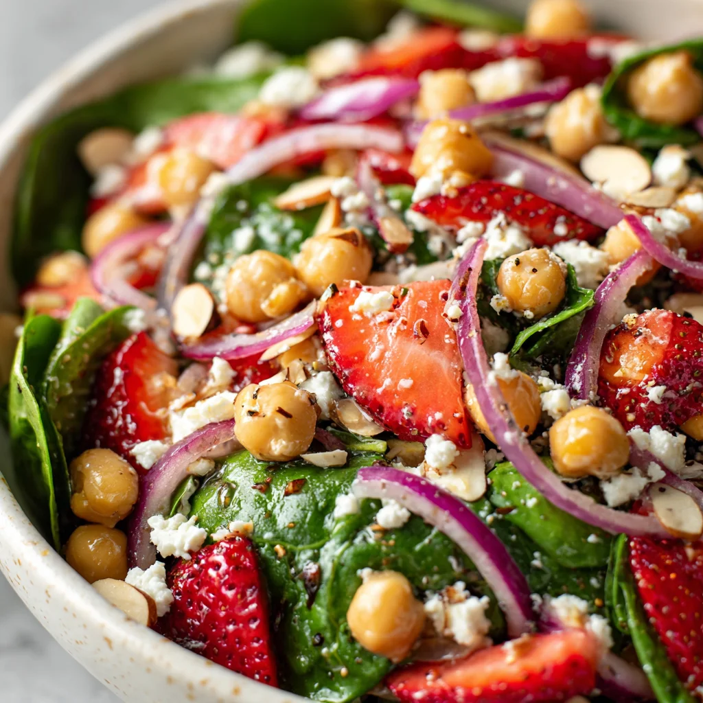 Chickpea Strawberry Spinach Salad