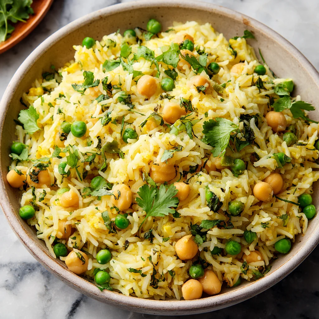Chickpea and Green Pea Coconut Rice