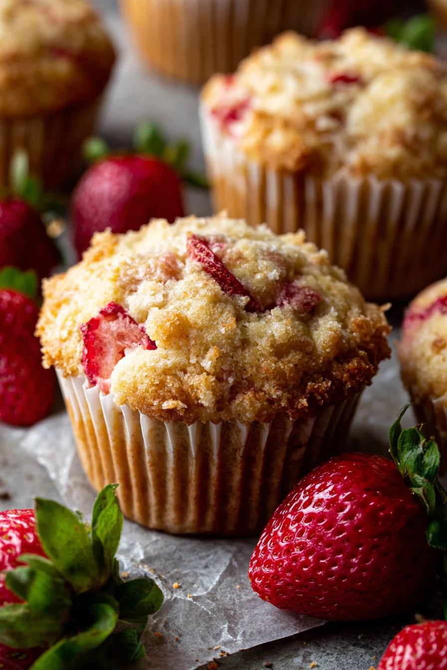 Strawberry cheesecake muffins, gluten-free.