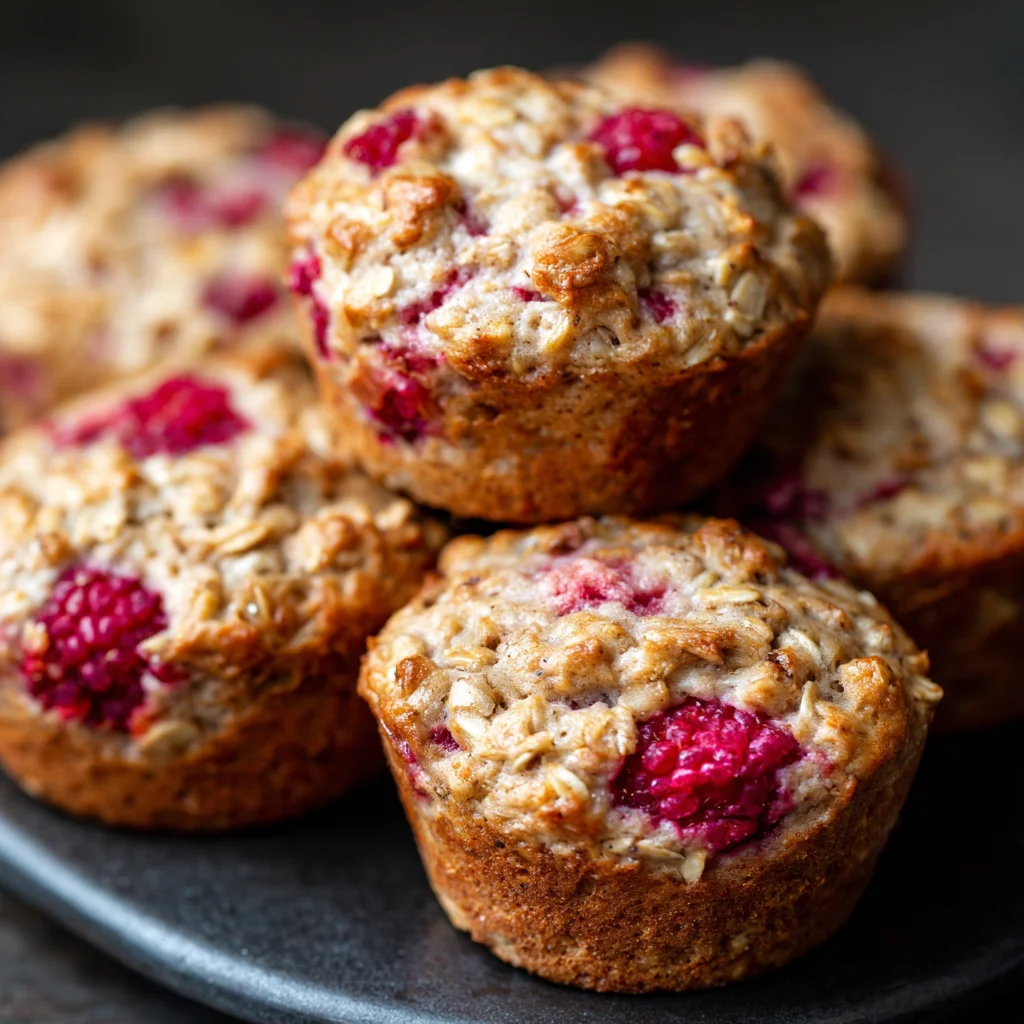 Freshly baked raspberry oat muffins. Freshly baked raspberry oat muffins.