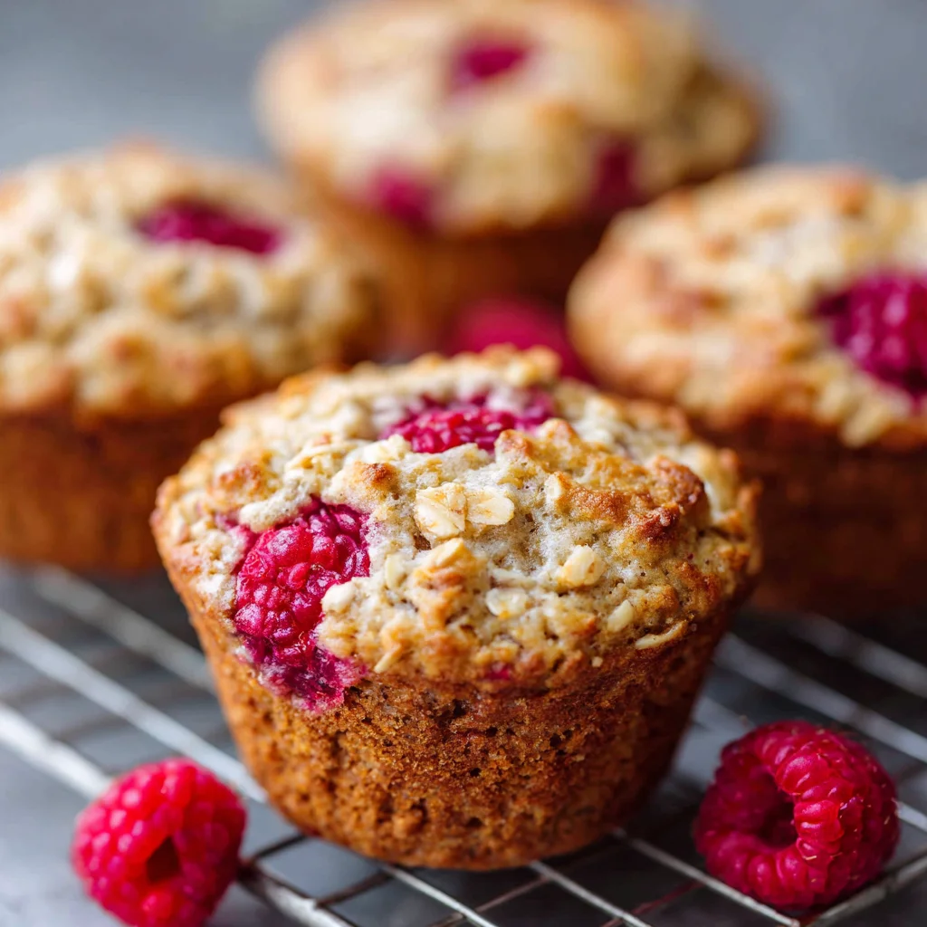 Greek Yogurt Raspberry Oat Muffins