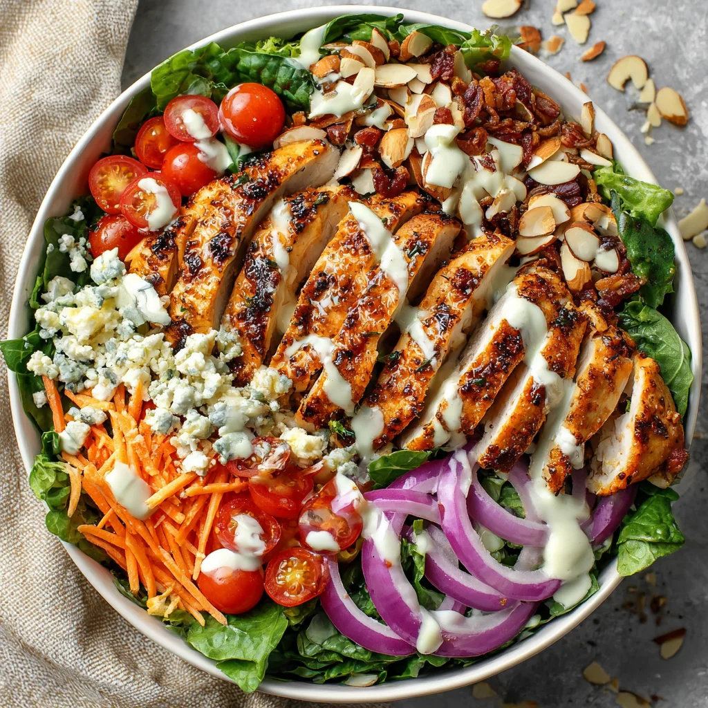 Spicy honey chicken salad on lettuce.