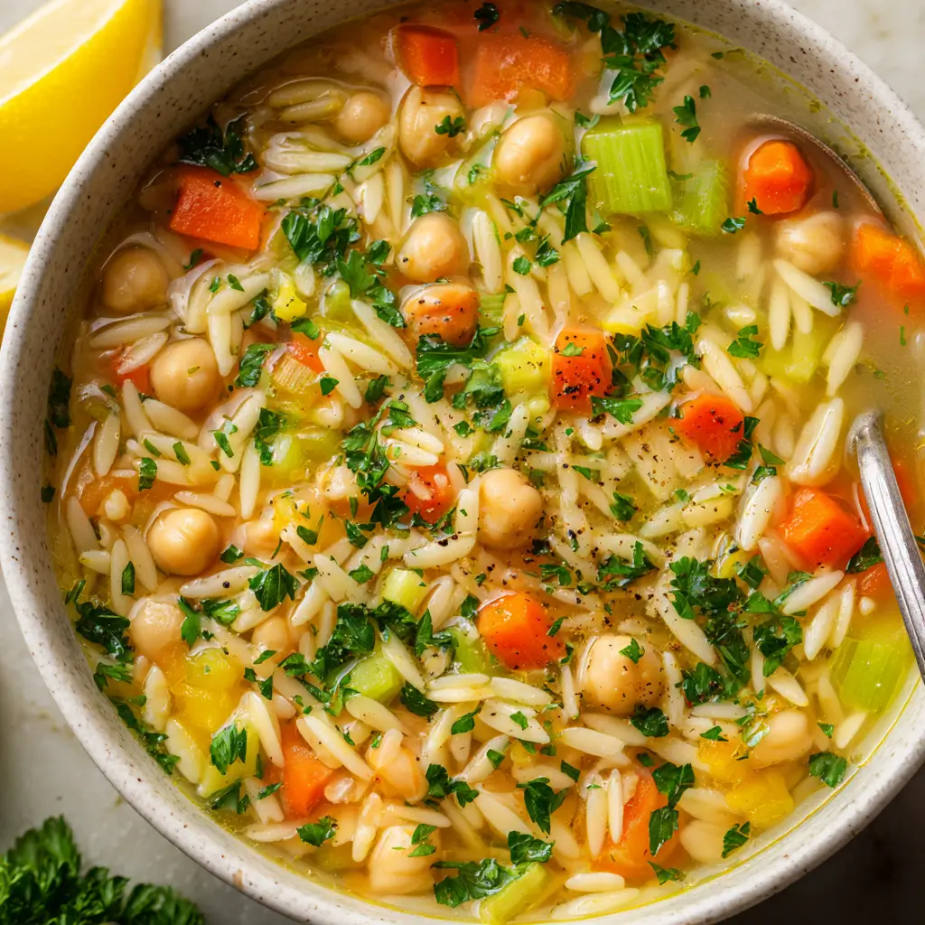 Lemon Chickpea Orzo Soup