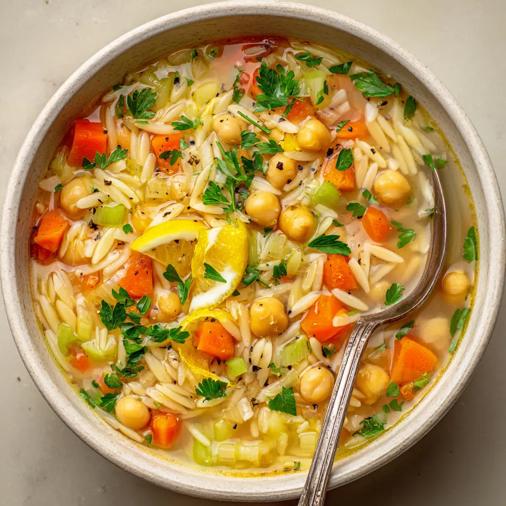 Lemon Chickpea Orzo Soup