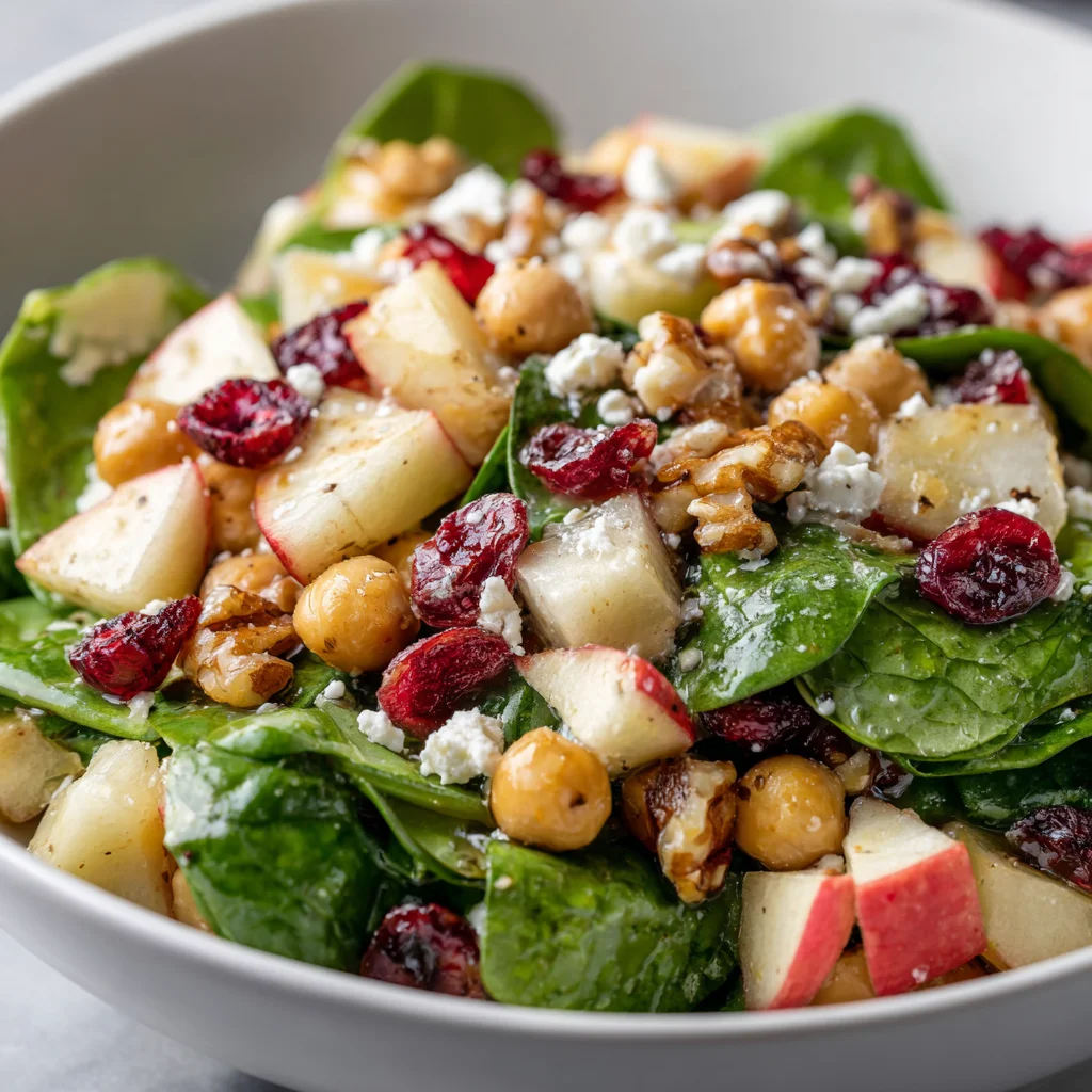 Easy Spinach Apple Chickpea Salad Recipe