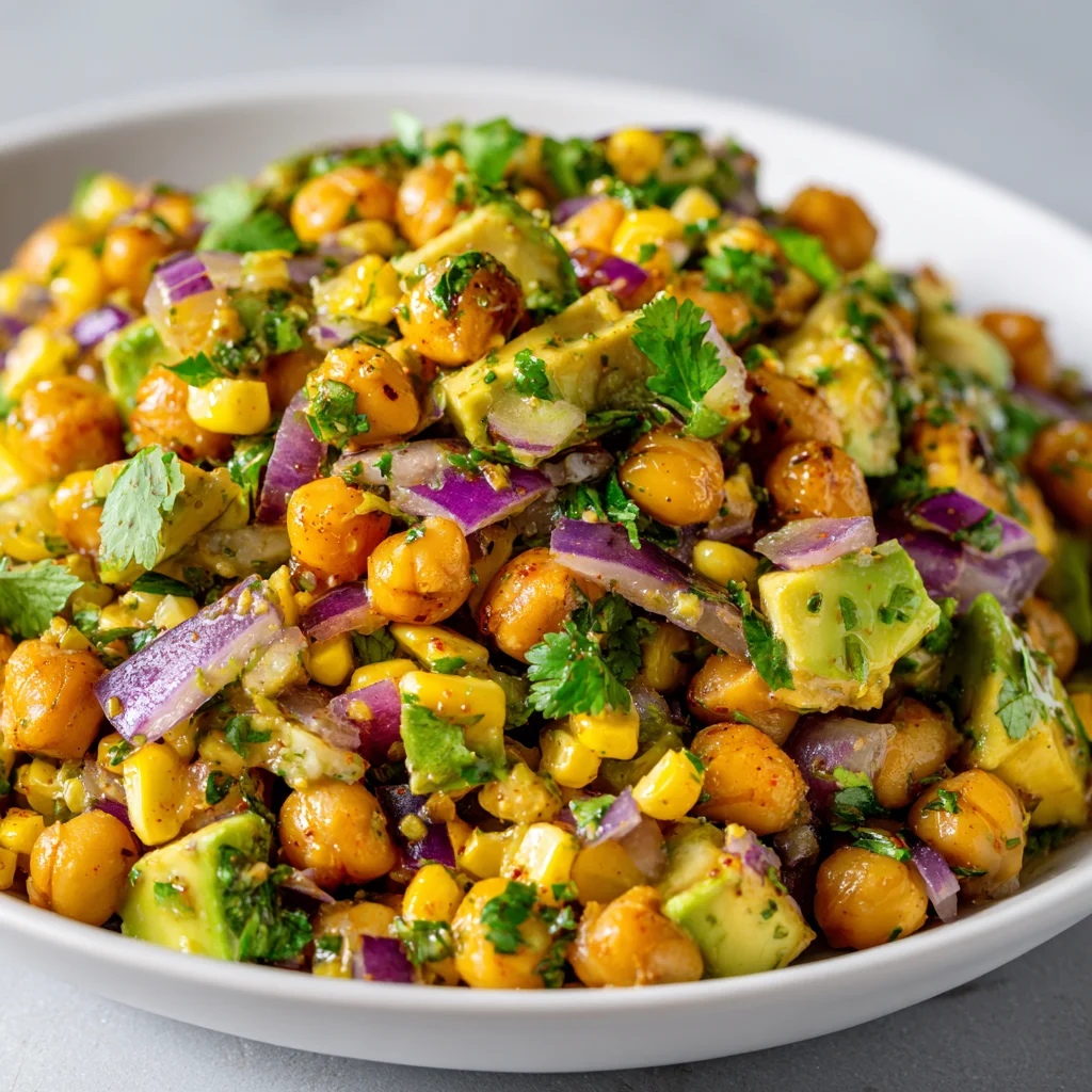 Sweet corn, chickpea, and avocado salad.