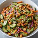 Delicious Asian Cucumber Chickpea Slaw with Sesame Dressing