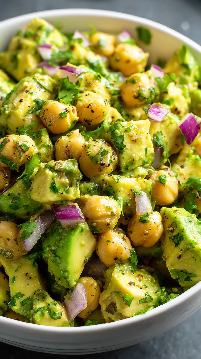 Chickpea avocado salad with lime dressing.