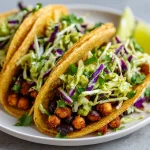 Delicious Chickpea and Black Bean Tacos with Avocado Lime Slaw