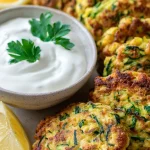Chickpea Zucchini Fritters with Lemon Yogurt Dip