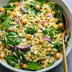 Refreshing Lemon Orzo Salad with Chickpeas & Spinach