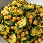 Zucchini Chickpea and Garlic Stir-Fry