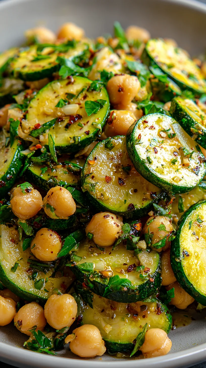 Vibrant zucchini chickpea stir-fry close-up. Vibrant zucchini chickpea stir-fry close-up.
