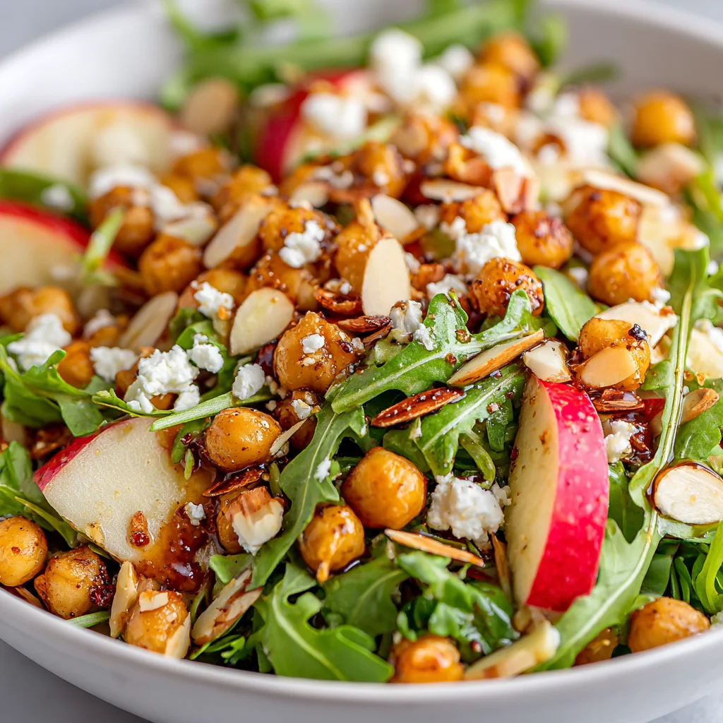 Arugula salad featuring crisp apples and fresh greens. Arugula salad featuring crisp apples and fresh greens.