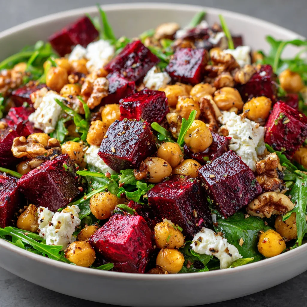 Delicious Arugula, Chickpea, and Roasted Beet Salad Recipe!